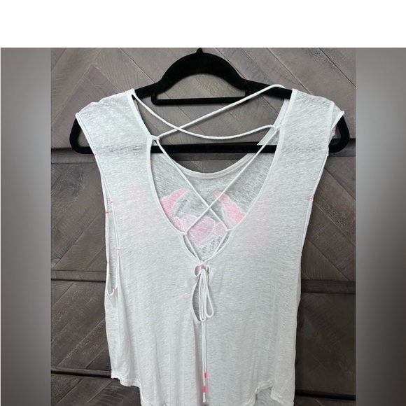 Free People Love Birds Lace Up White Embroidered Tank Top S - Picture 5 of 5